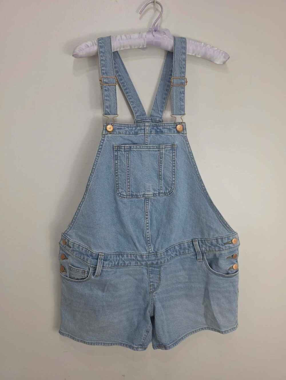 Isabel Maternity By Ingrid Light Blue Denim Short Overalls Womens Jean Shorts